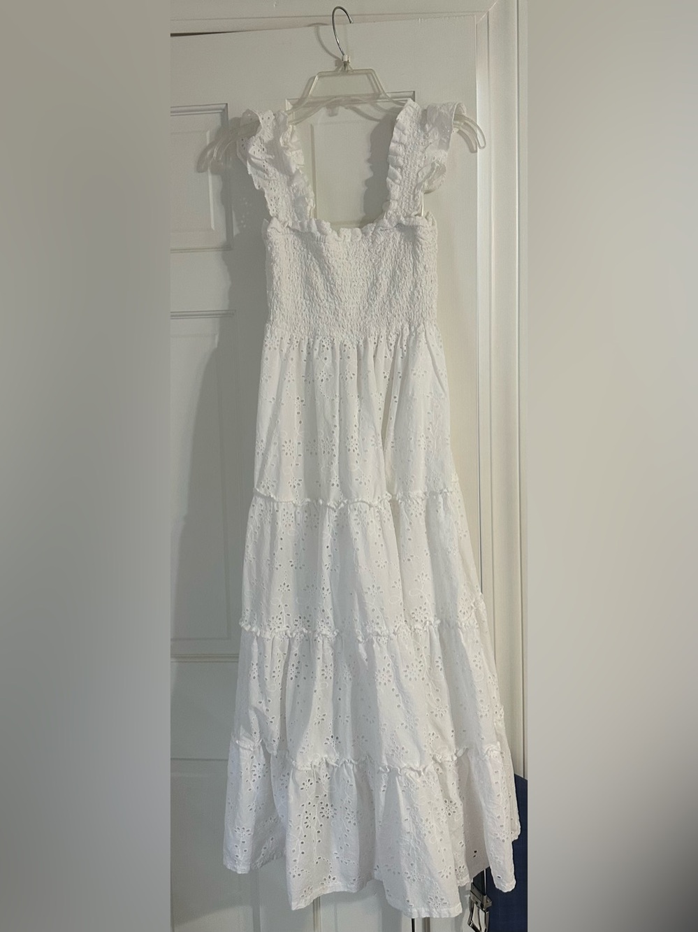 Crown & Ivy white eyelet tiered smock dress